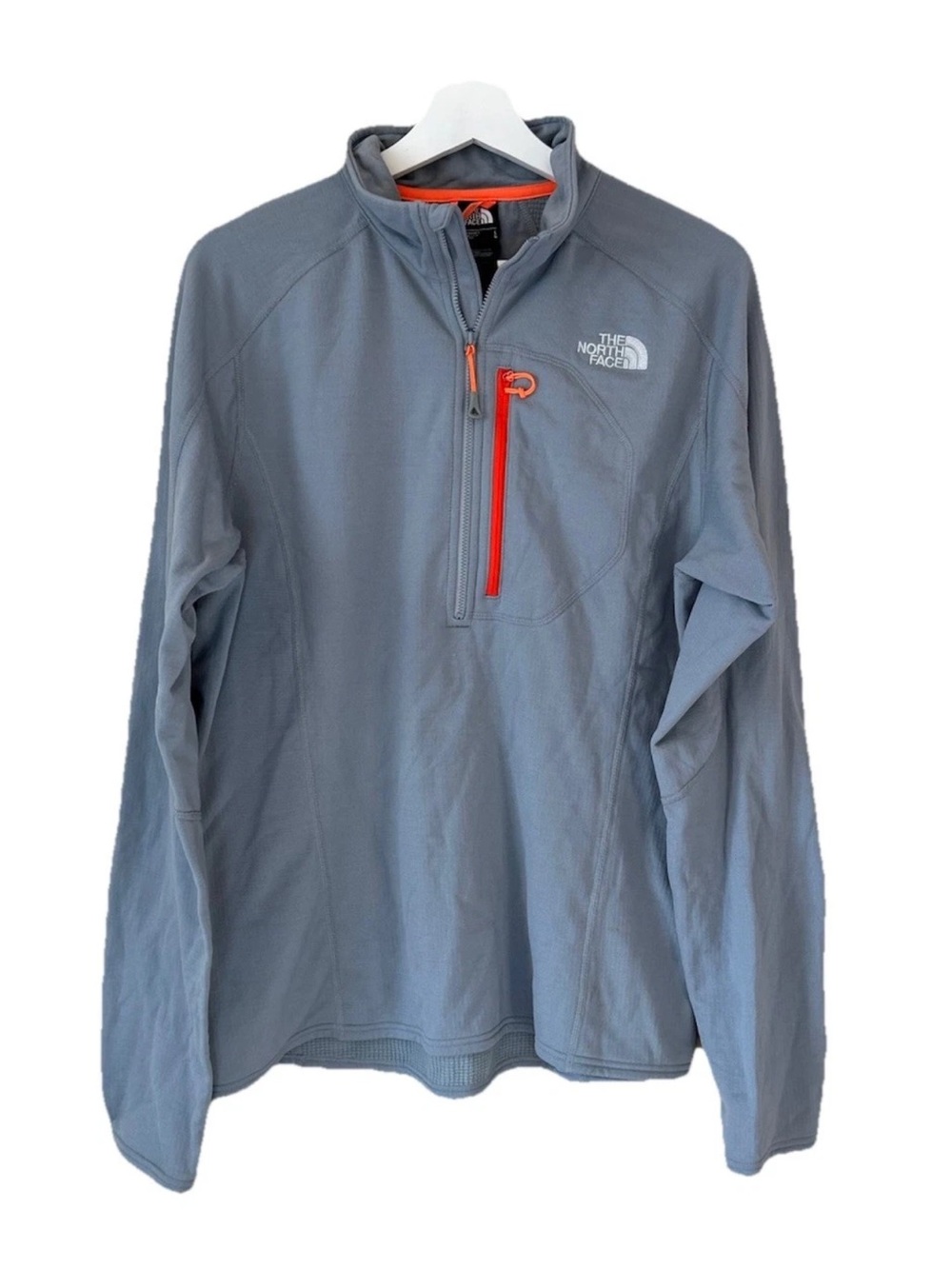 The North Face Men's Grey Polartec Quarter-Zip Pullover Hiking Outdoor Orange